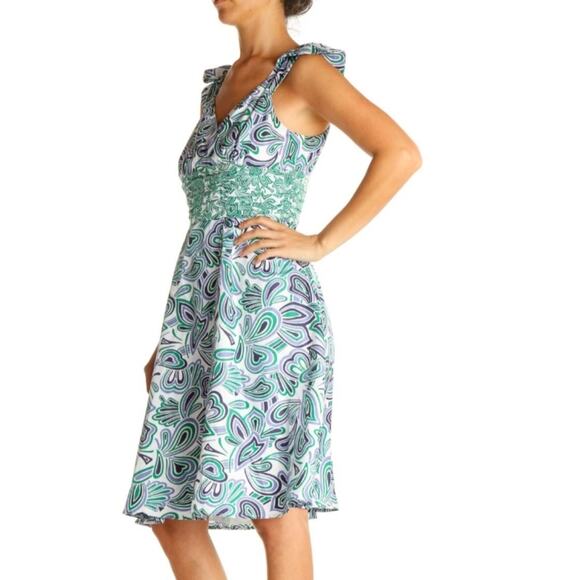 Chadwicks Dress Womens Size 10 Y2K Coastal Grandma Boho Paisley Green Blue Retro - Picture 4 of 8